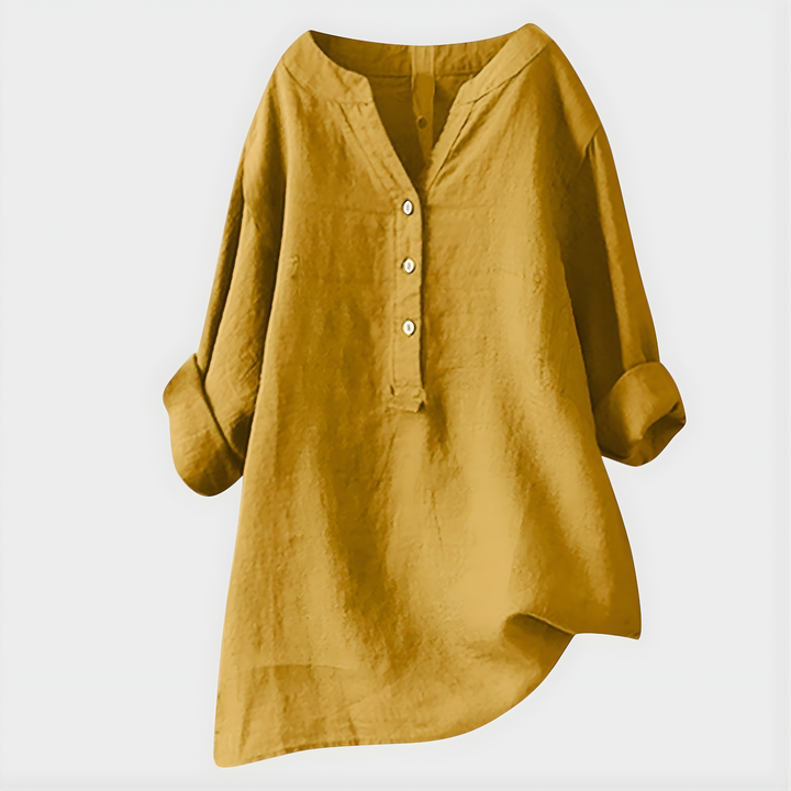 Verity | Cotton-Linen V-Neck Blouse