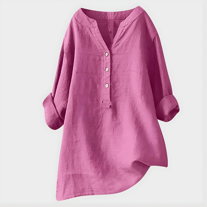 Verity | Cotton-Linen V-Neck Blouse
