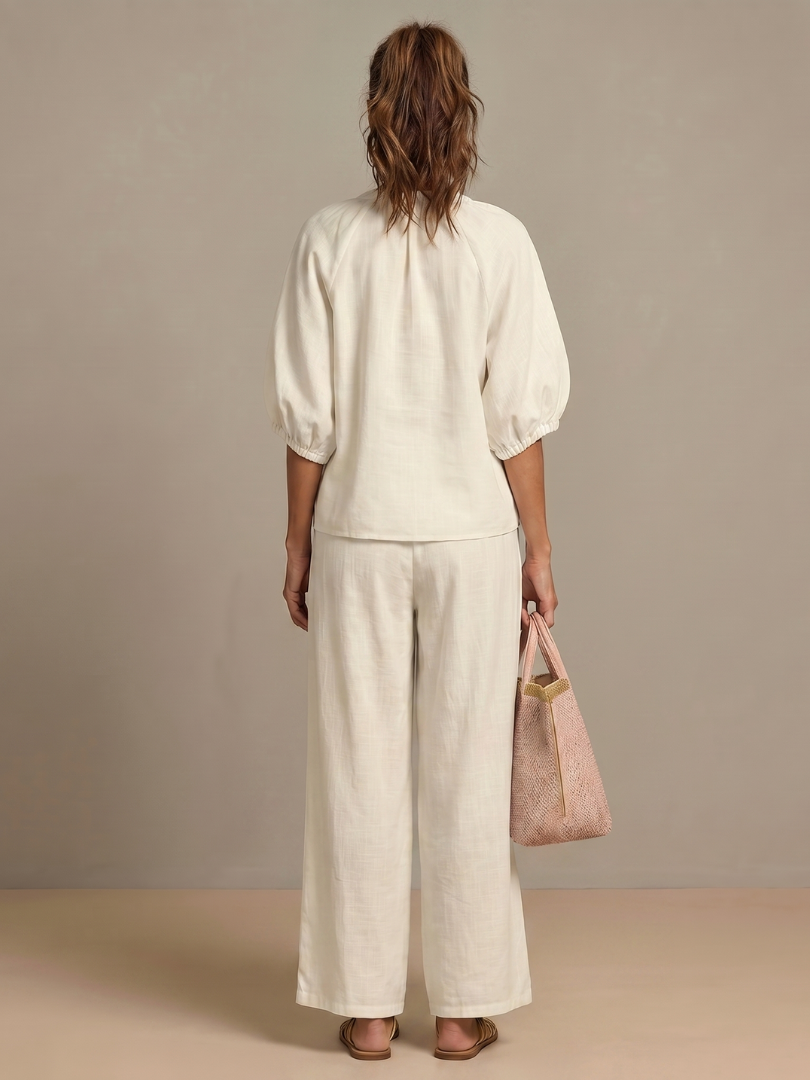Natalia | Top Blouson with Zip and Wide Leg Pants
