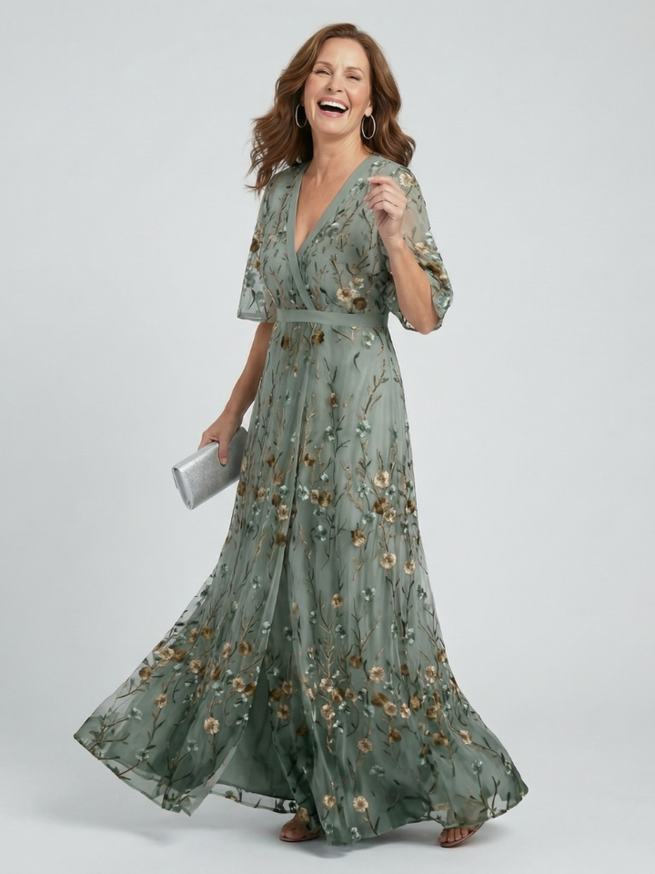 Elle | Floral Flutter Sleeve Maxi Dress