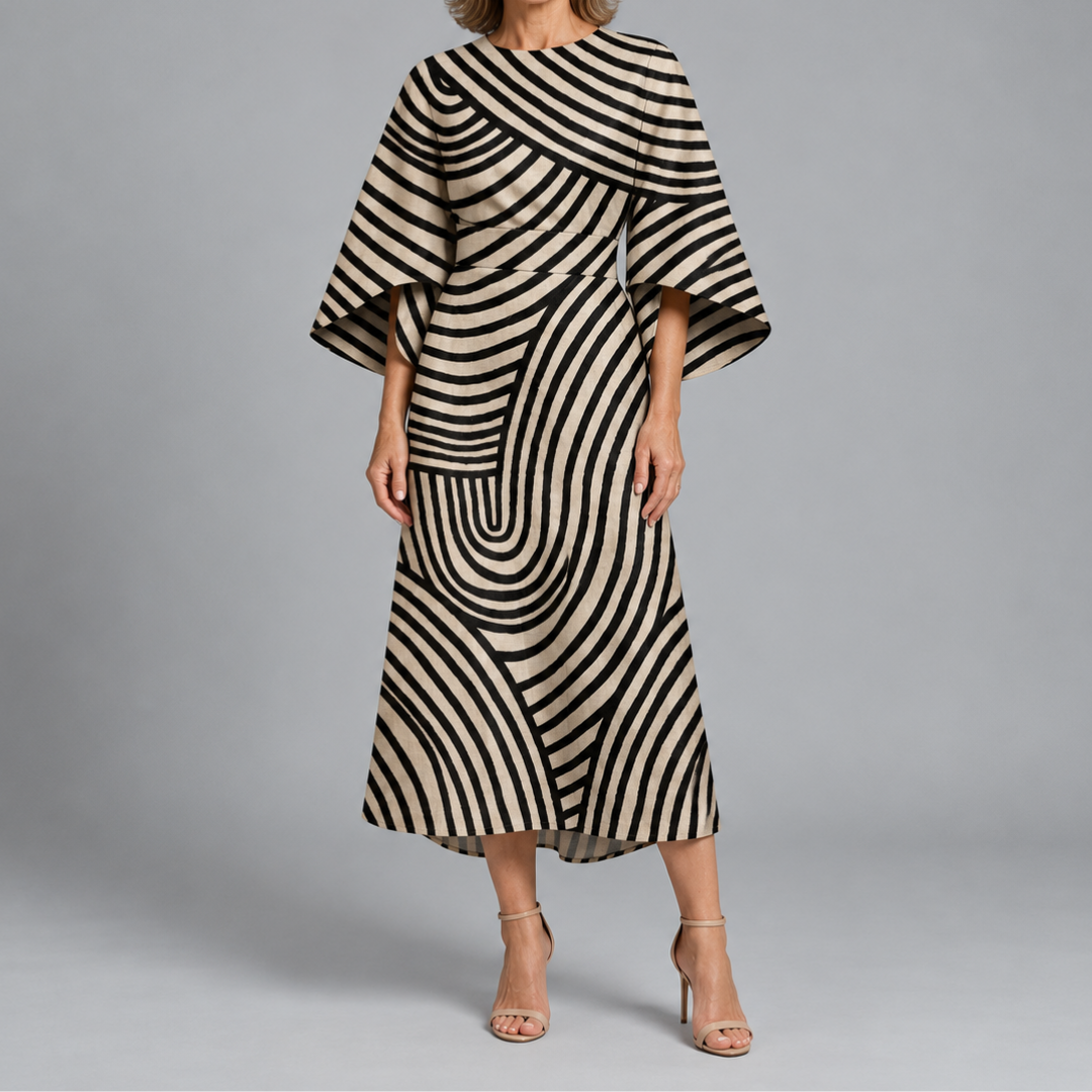 Bronwyn | Wide Sleeve Printed Midi Dress