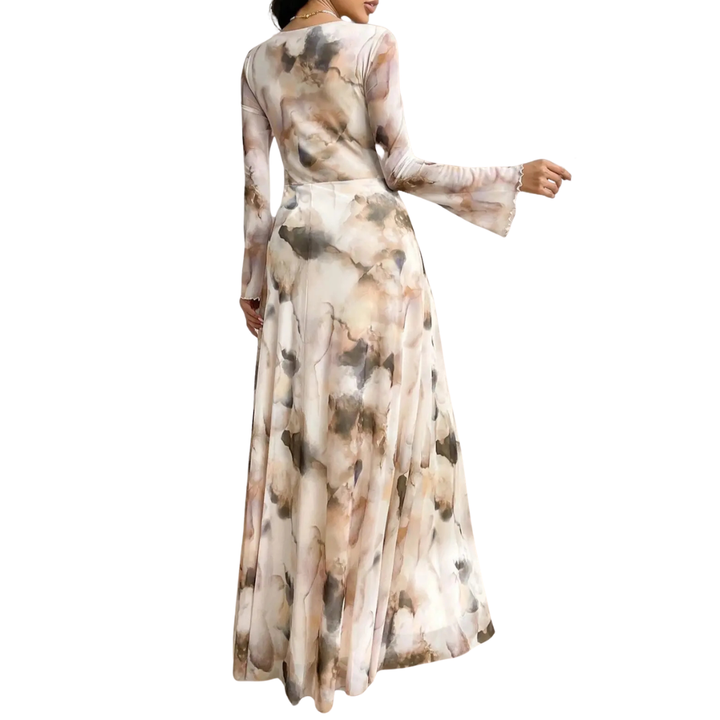 Thea | Long Sleeve Printed Mesh Dress