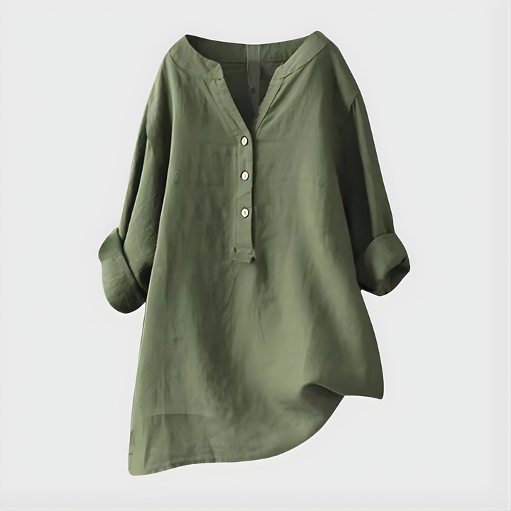 Verity | Cotton-Linen V-Neck Blouse