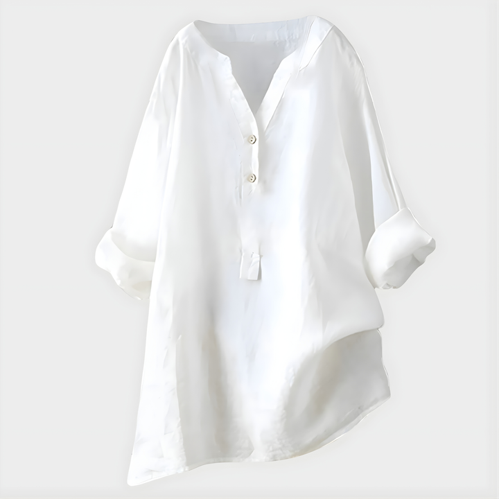 Verity | Cotton-Linen V-Neck Blouse