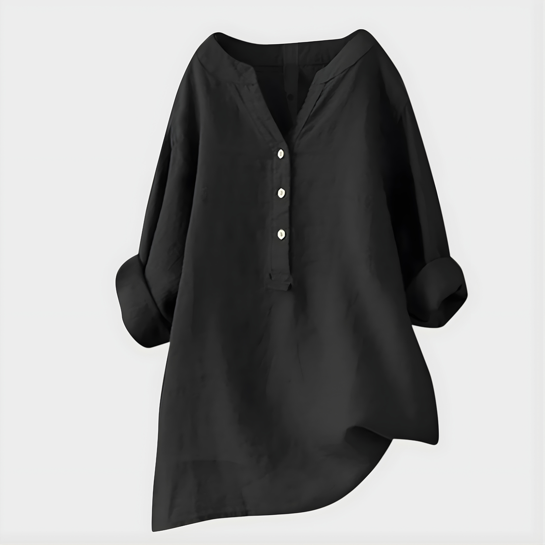 Verity | Cotton-Linen V-Neck Blouse