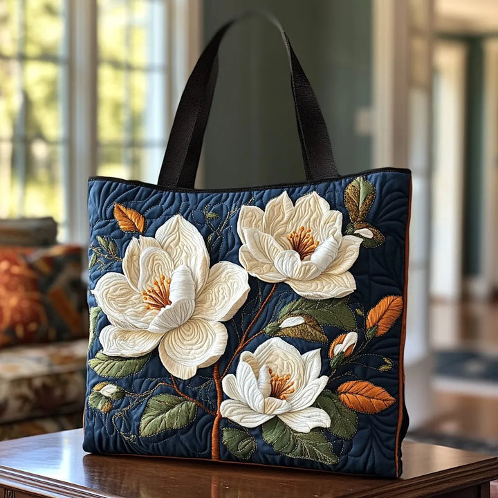 Delicate Magnolia | Handmade Quilted Tote Bag
