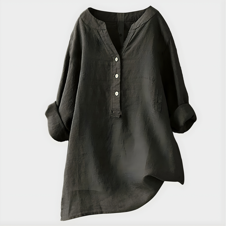 Verity | Cotton-Linen V-Neck Blouse