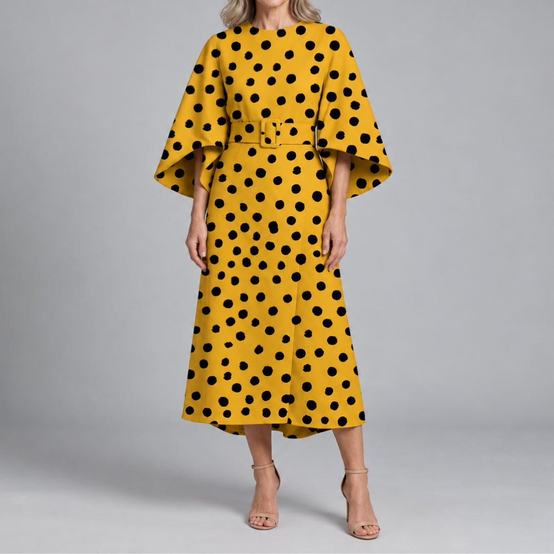 Bronwyn | Wide Sleeve Printed Midi Dress