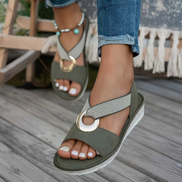 Sylvie | Gold Ring Cross Strap Sandals