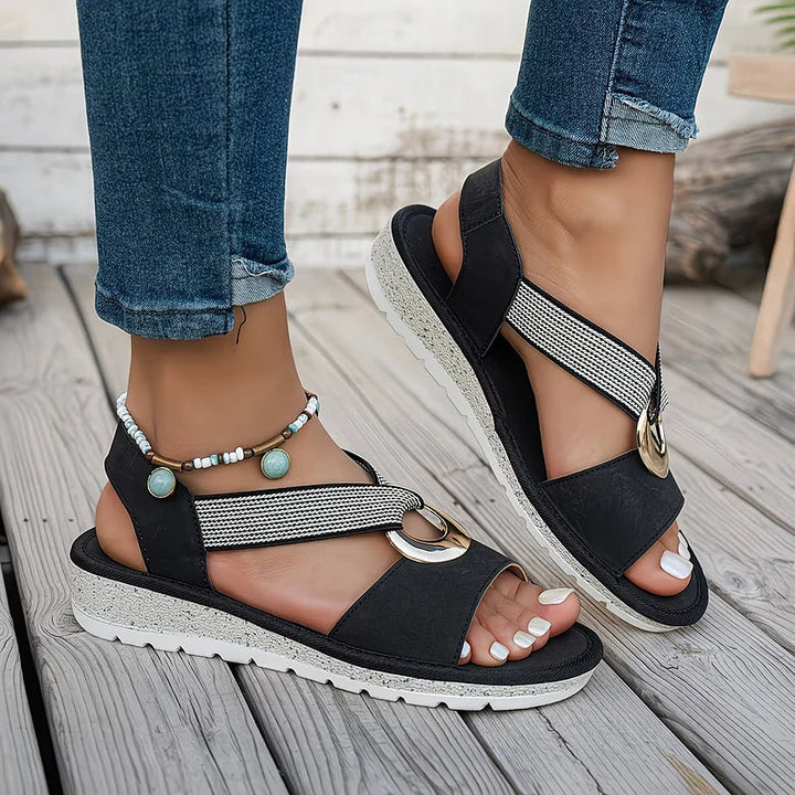 Sylvie | Gold Ring Cross Strap Sandals