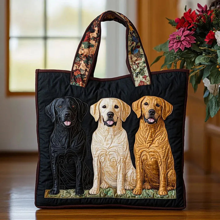 Three Labradors | Handmade Quilted Tote Bag