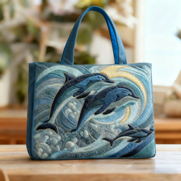 Ocean Dolphin | Handmade Quilted Tote Bag