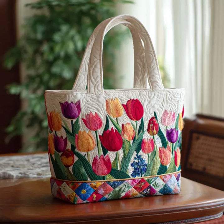Tulip Garden | Handmade Quilted Tote Bag
