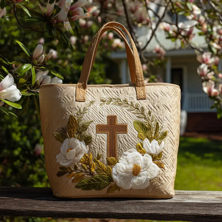 Sacred Cross | Handmade Quilted Tote Bag