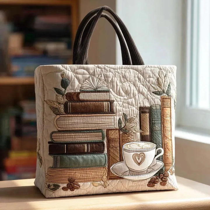 Coffee Chapter | Handmade Quilted Tote Bag