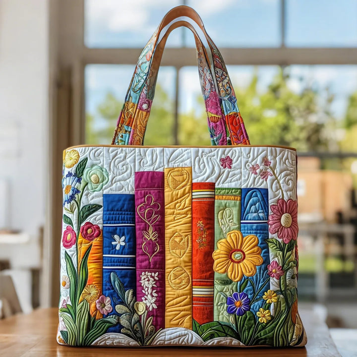Floral Library | Handmade Quilted Tote Bag