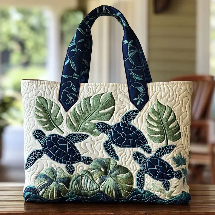 Grace of the Sea Turtle | Handmade Quilted Tote Bag