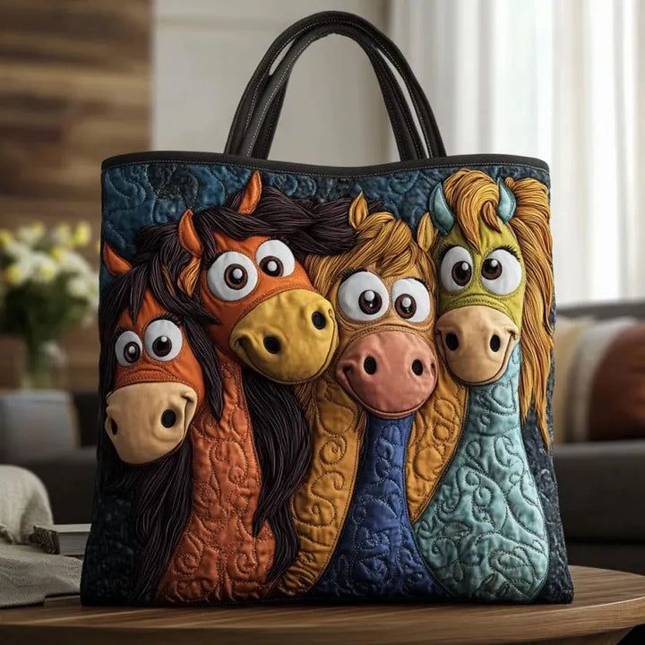 Playful Ponies | Handmade Quilted Tote Bag