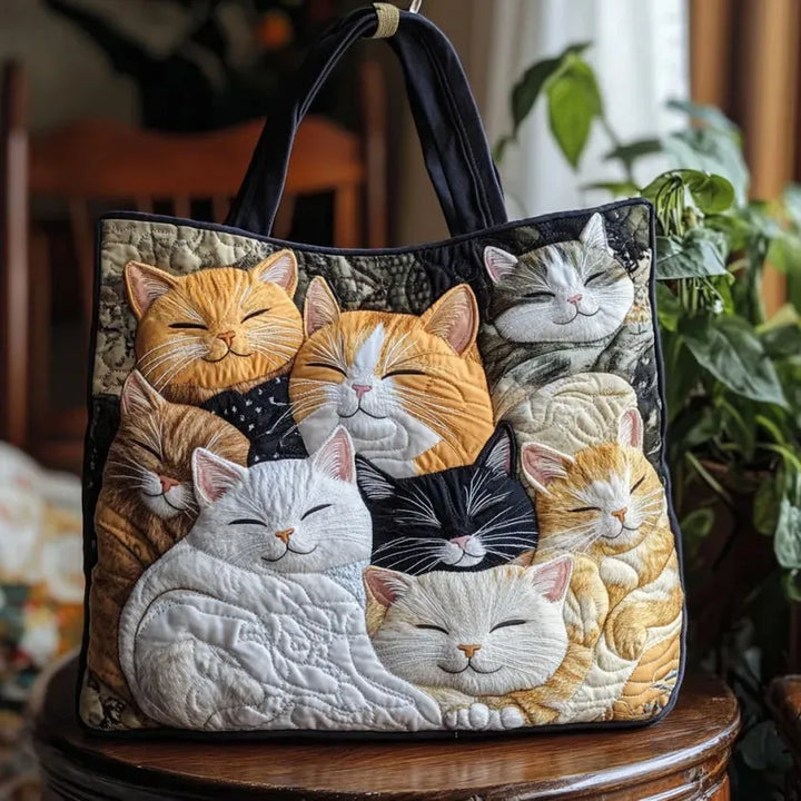 Sleeping Kittens | Handmade Quilted Tote Bag
