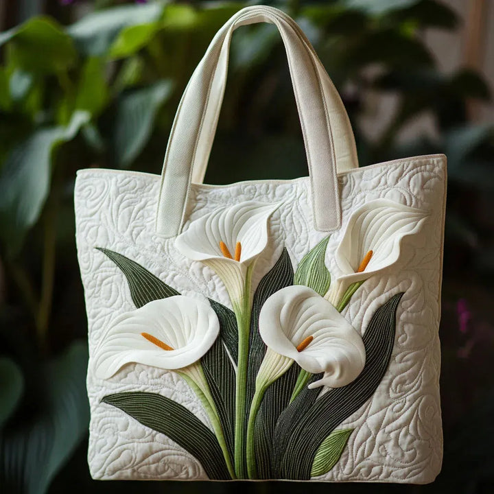 White Lilies | Handmade Quilted Tote Bag
