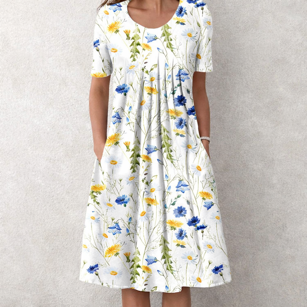 Greta | Pleated Front Midi Dress