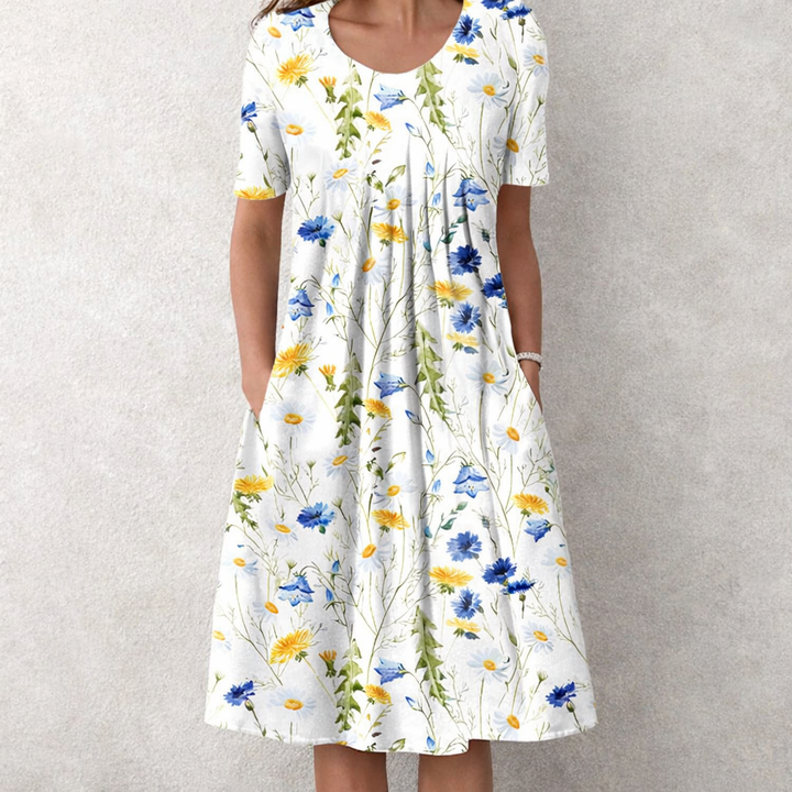Greta | Pleated Front Midi Dress