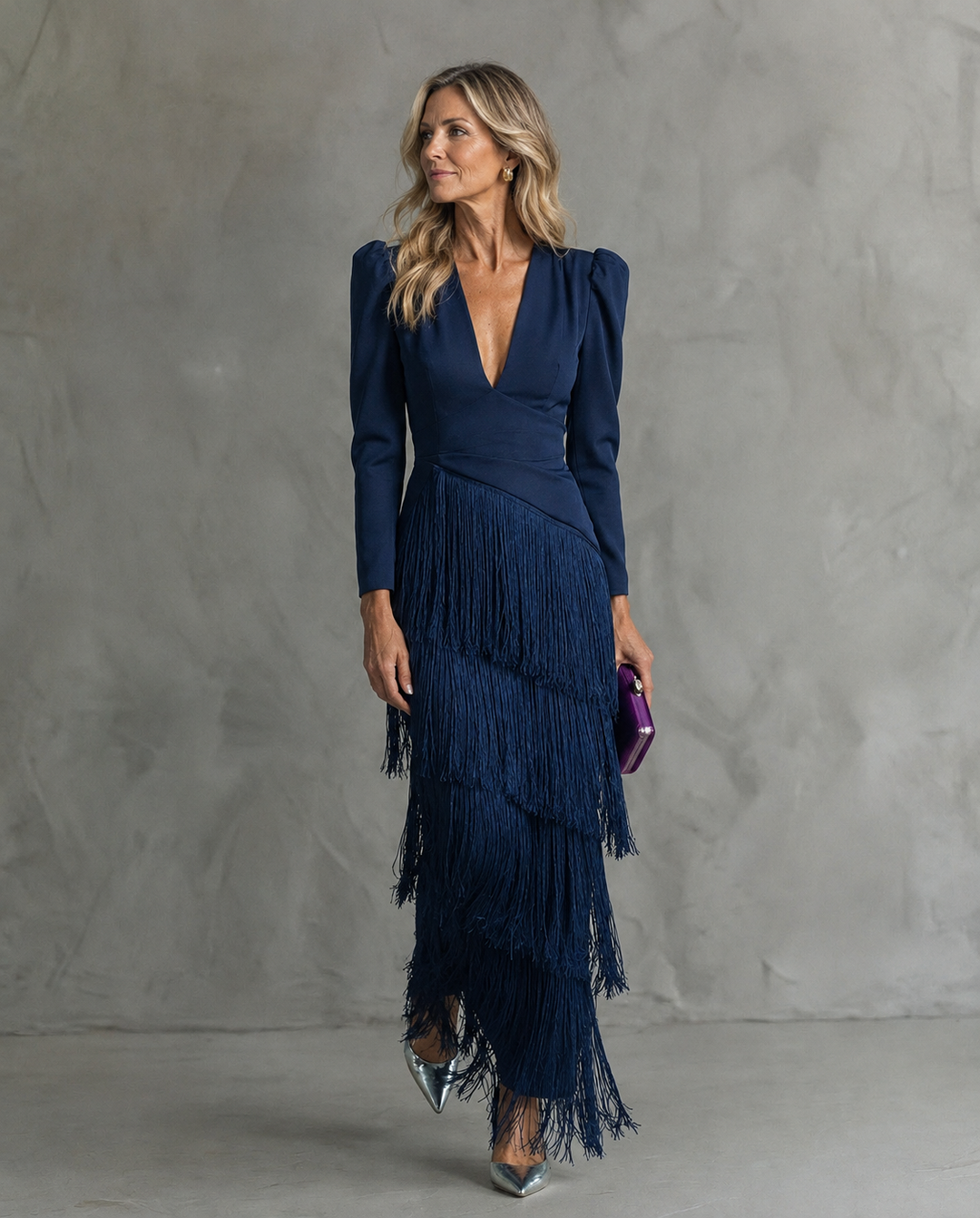 Camille | Fringe Sleeve Midi Dress
