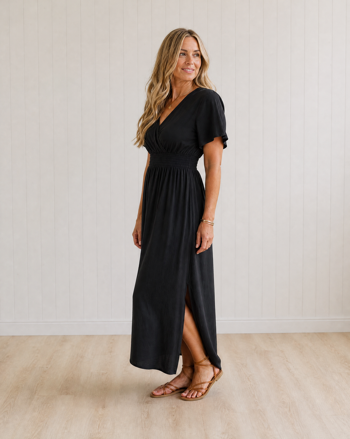 Lucille | V-Neck Side Slit Maxi Dress