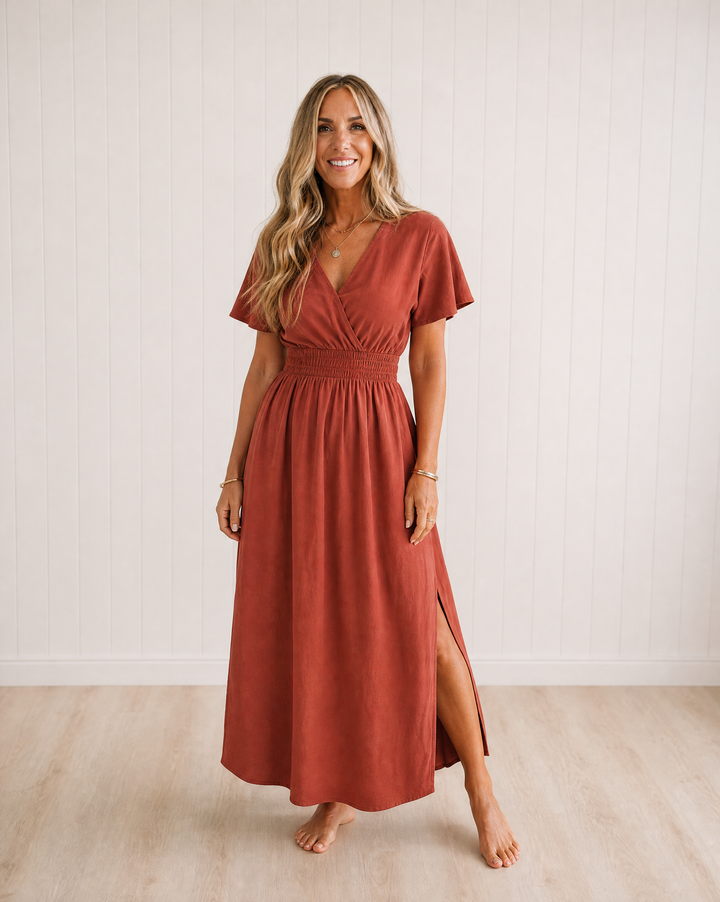 Lucille | V-Neck Side Slit Maxi Dress
