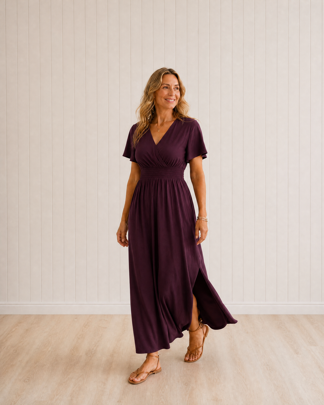 Lucille | V-Neck Side Slit Maxi Dress