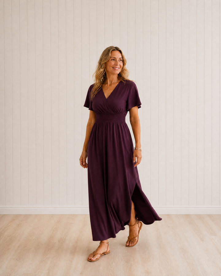 Lucille | V-Neck Side Slit Maxi Dress