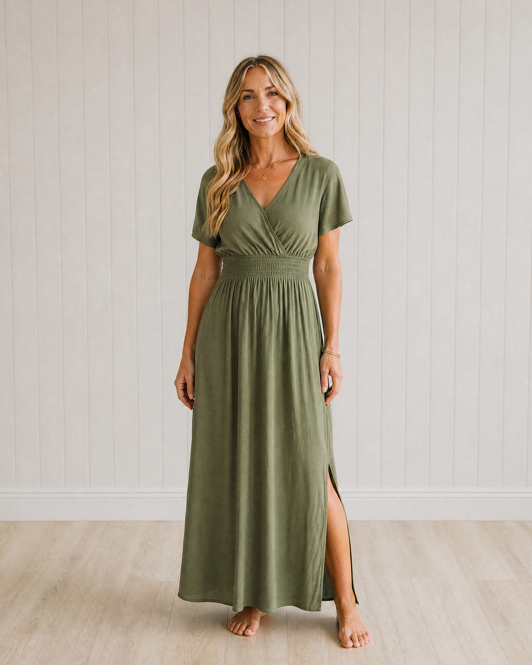 Lucille | V-Neck Side Slit Maxi Dress
