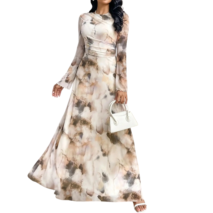 Thea | Long Sleeve Printed Mesh Dress