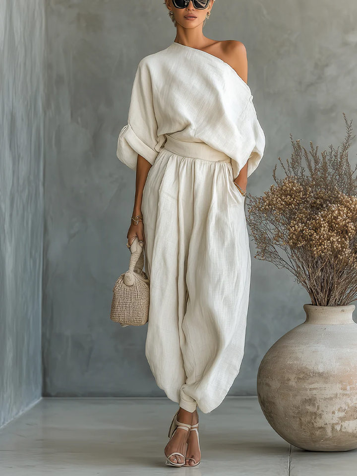 Eleonora | Elegant One-Shoulder Two-Piece Set