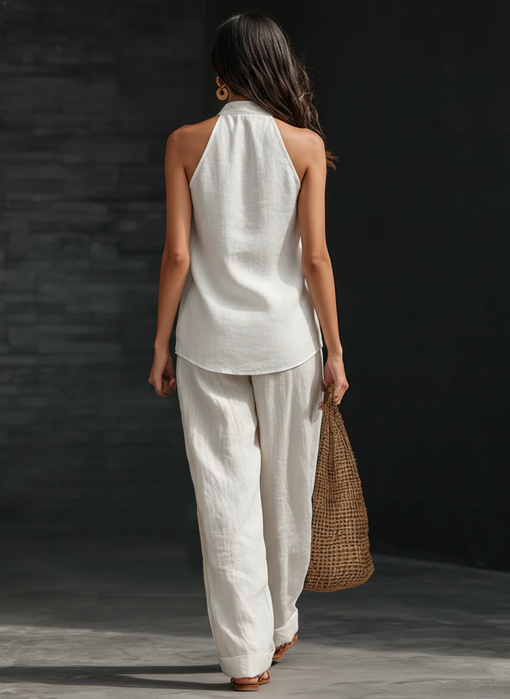 Carlotta — Elegant sleeveless set with wide pants