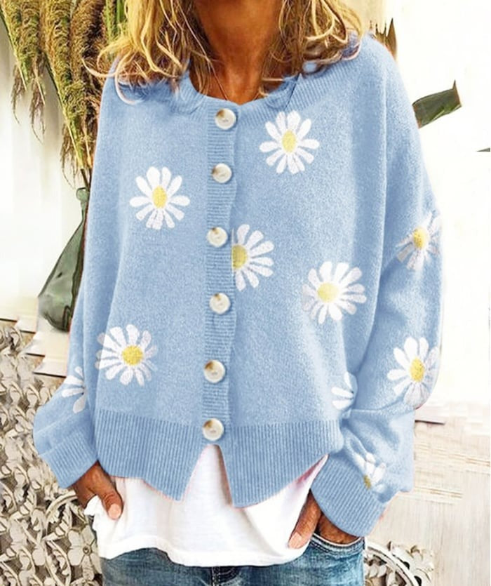 Angel - Cute Cardigan With Daisies