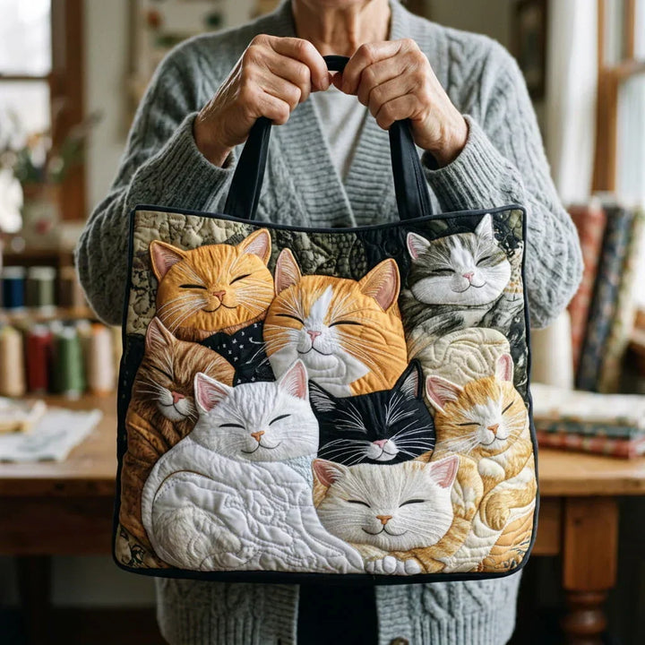 Sleeping Kittens | Handmade Quilted Tote Bag