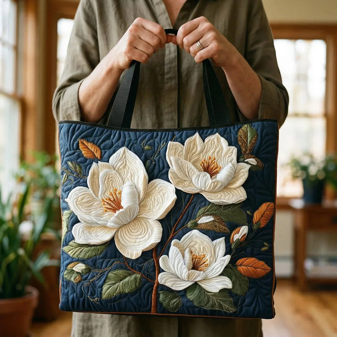 Delicate Magnolia | Handmade Quilted Tote Bag