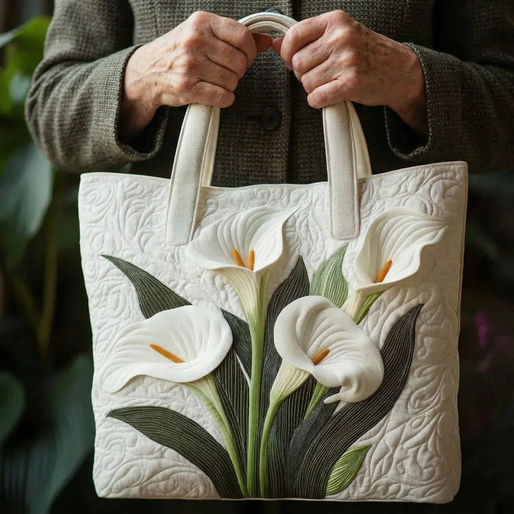 White Lilies | Handmade Quilted Tote Bag