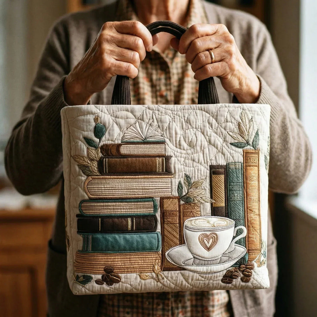 Coffee Chapter | Handmade Quilted Tote Bag