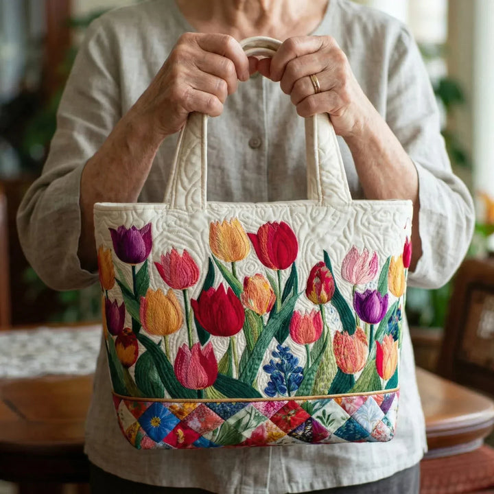 Tulip Garden | Handmade Quilted Tote Bag