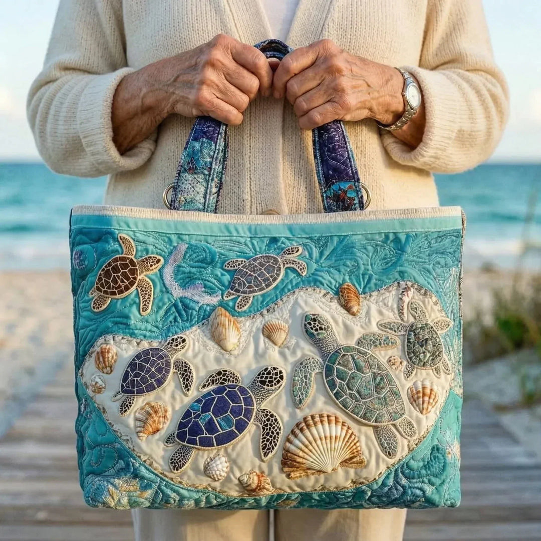 Love for Turtles | Handmade Quilted Tote Bag