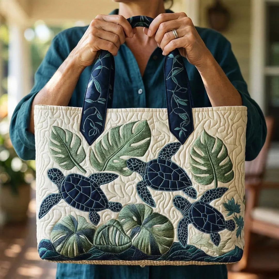 Grace of the Sea Turtle | Handmade Quilted Tote Bag