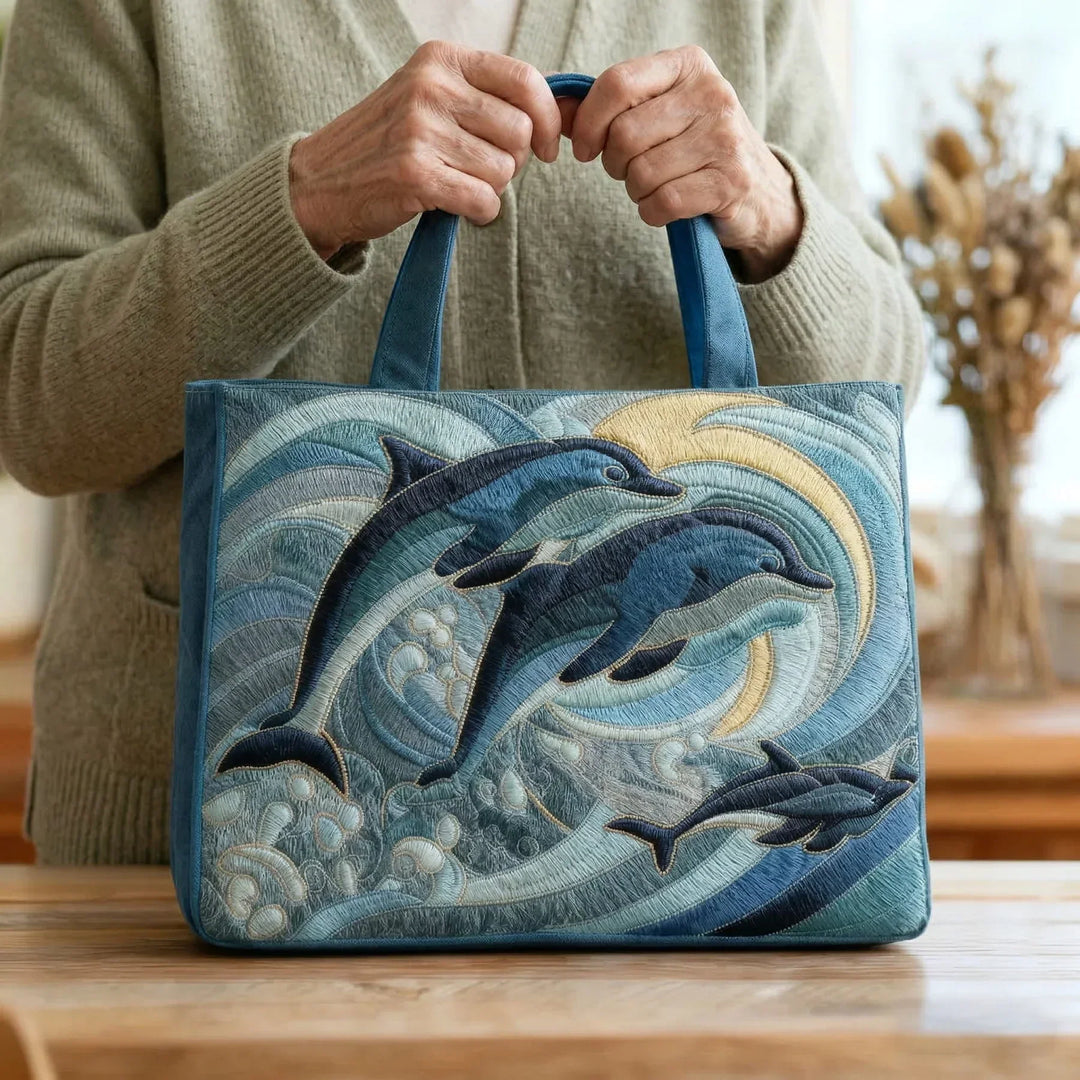 Ocean Dolphin | Handmade Quilted Tote Bag