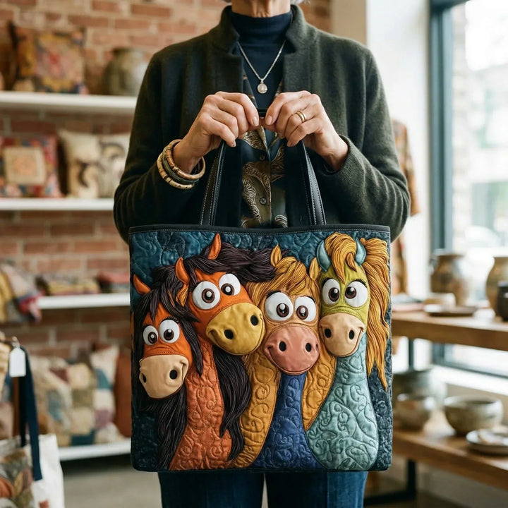 Playful Ponies | Handmade Quilted Tote Bag