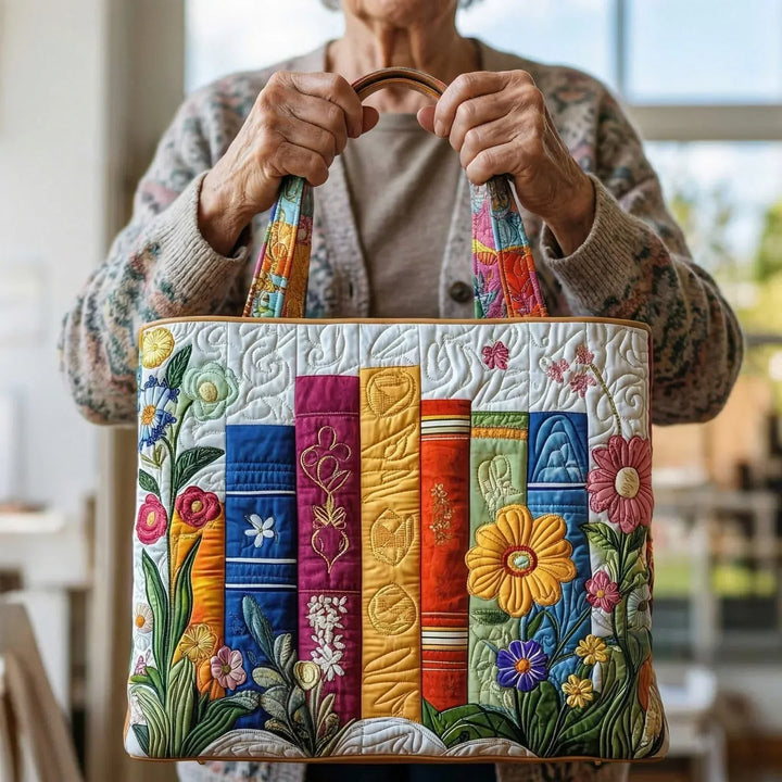 Floral Library | Handmade Quilted Tote Bag
