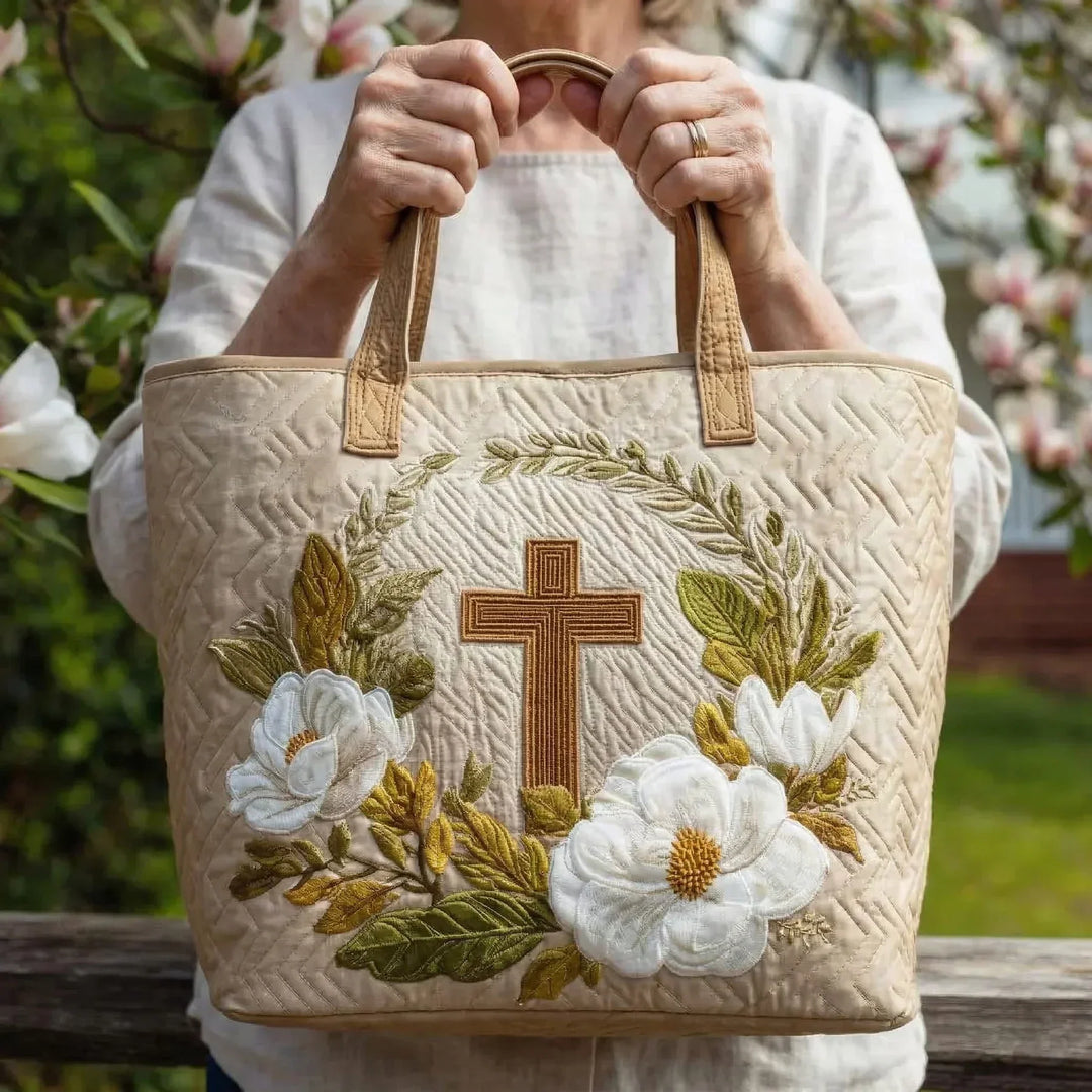 Sacred Cross | Handmade Quilted Tote Bag