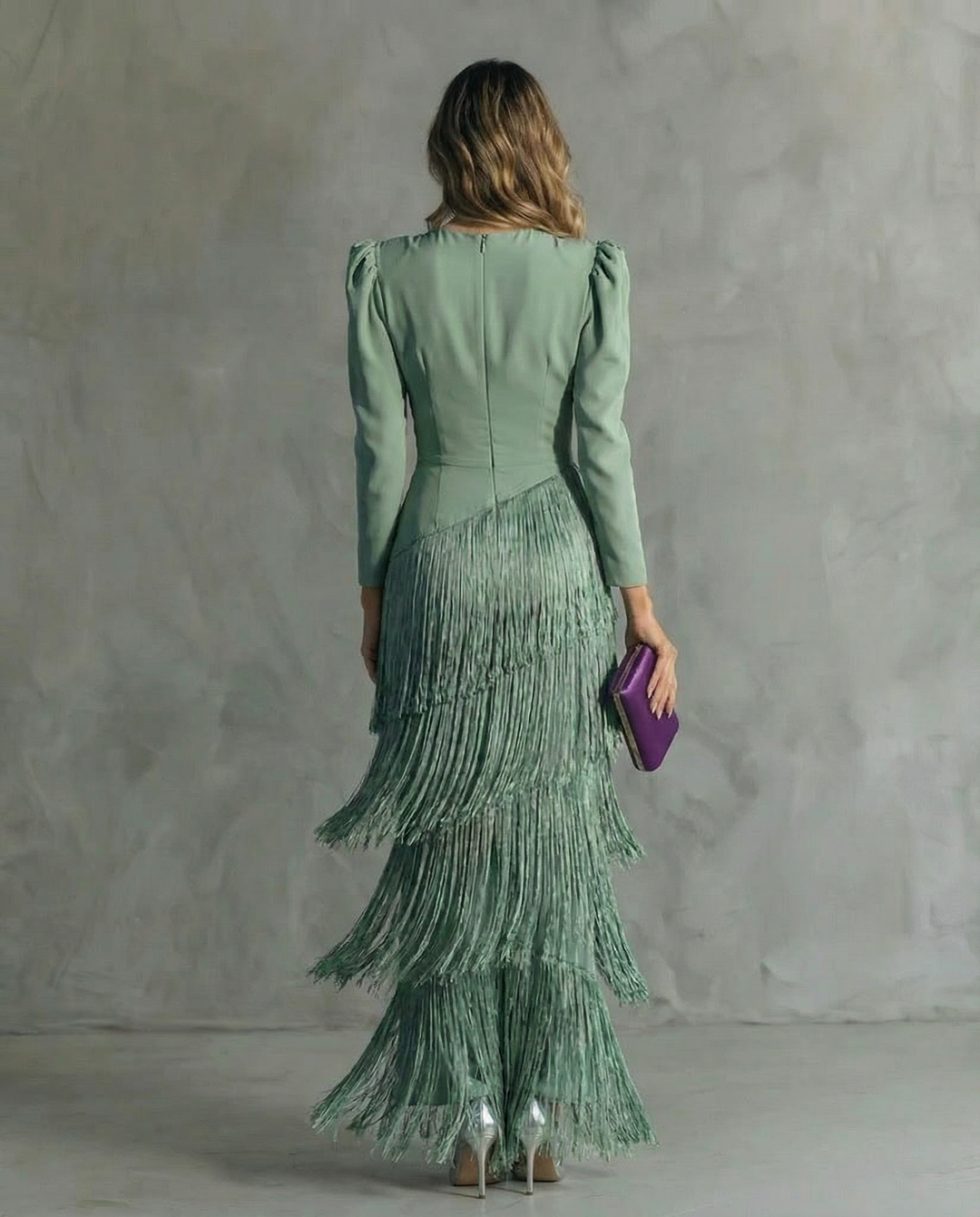 Camille | Fringe Sleeve Midi Dress