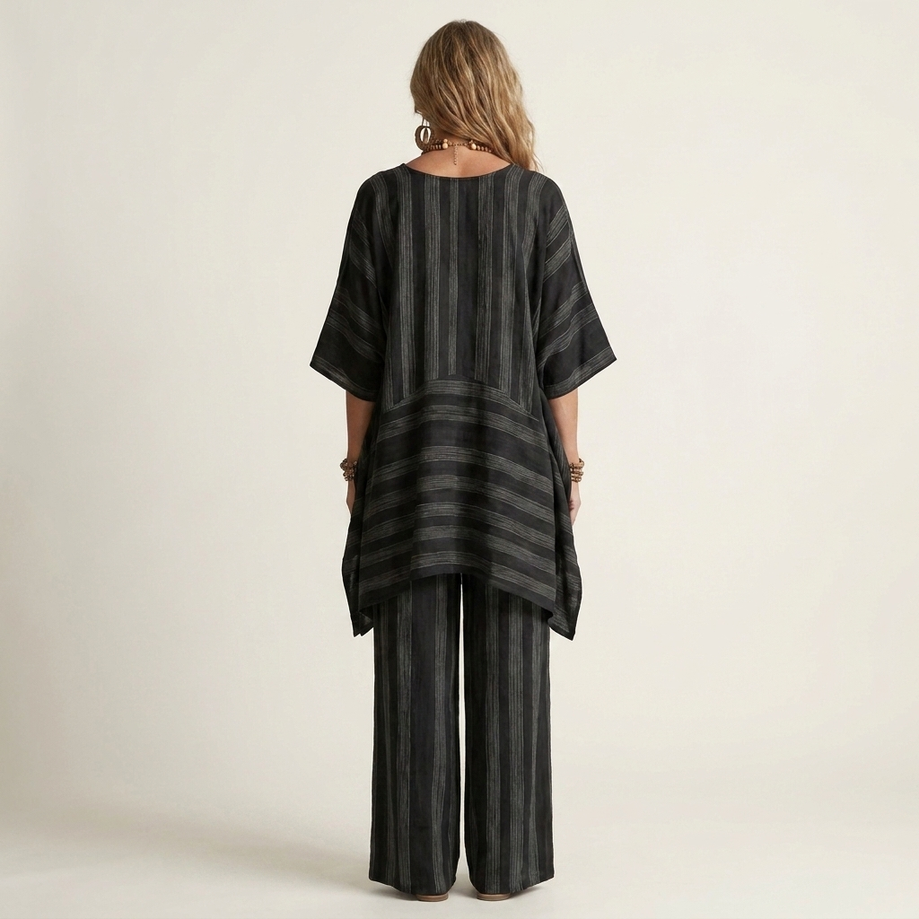 Kiara | Two-Piece Striped Cotton-Linen Set