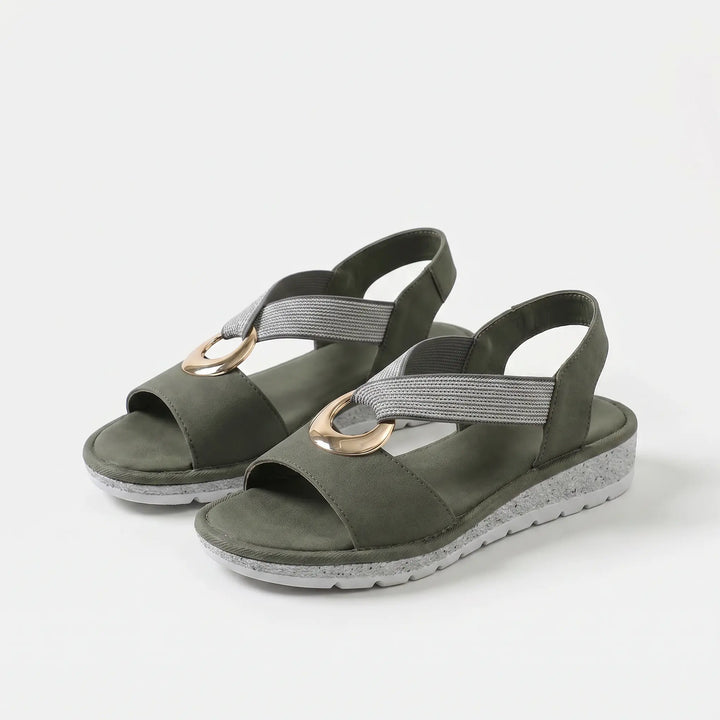 Sylvie | Gold Ring Cross Strap Sandals